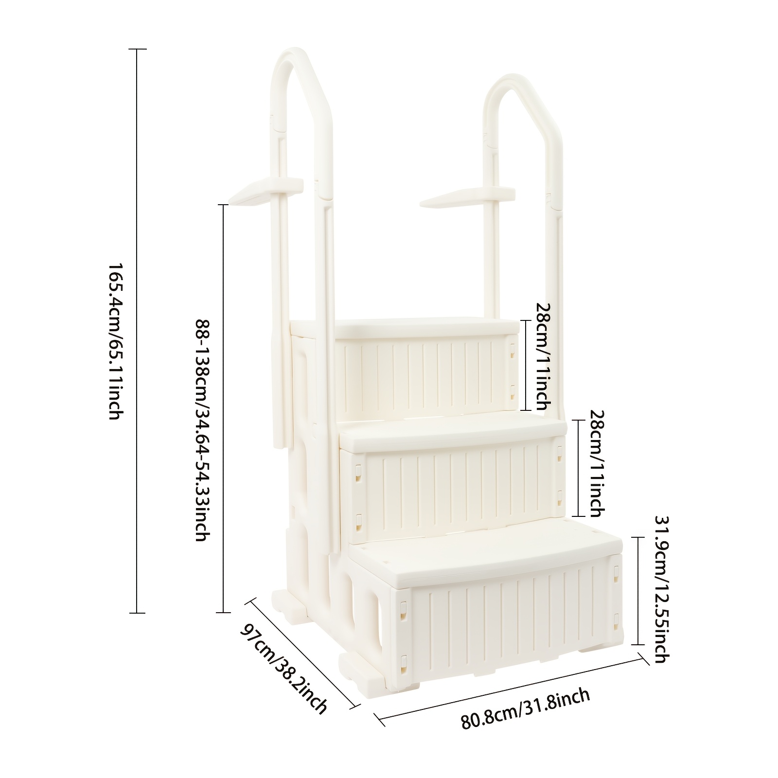 Creamy-white Pool Stairs With Handrails | Hdpe Material, Suitable For In-ground Pools, Outdoor Baths, Water Parks, And Similar - Brand Gdrasuya10