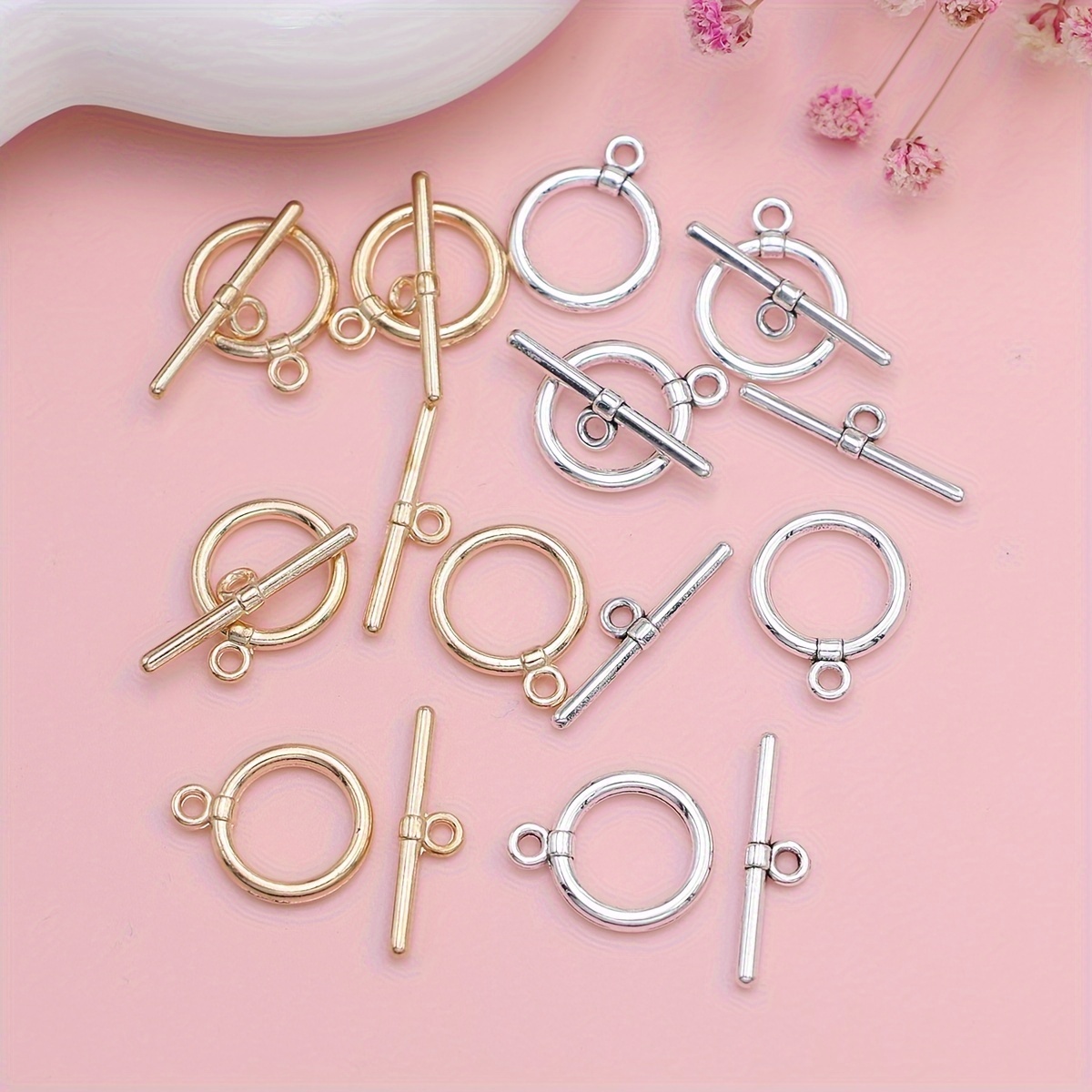

10 Sets Silver Plated Round-shaped Ot Buckle Toggle Clasps Connectors Ot Clasps Diy Connector Supplies For Jewelry Making Handmade Necklace Bracelet Accessories