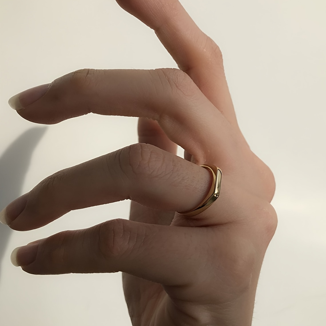 Couple's Geometric Square Two-Tone Minimalist Ring