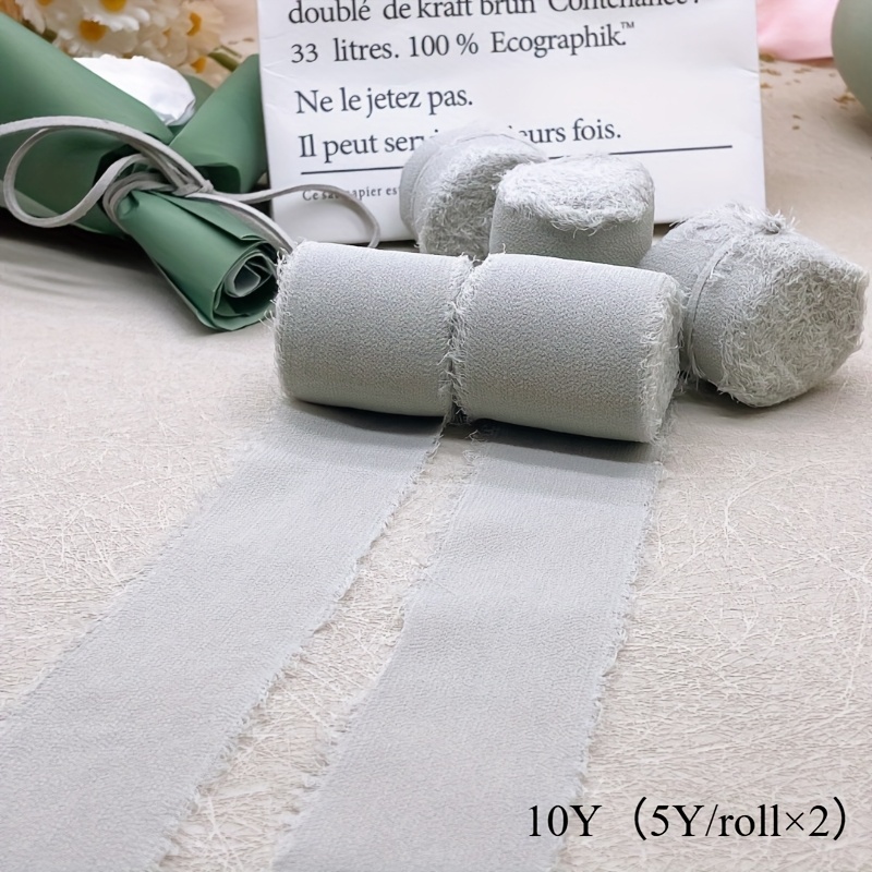 TEMU 10Y (5Y/rotolo�2) 38mm 1.5-inch Rotoli di Nastro con Bordi Sfoderati in Chiffon | Grigio per , , San, Accessori Nuziali, Confezioni Regalo,