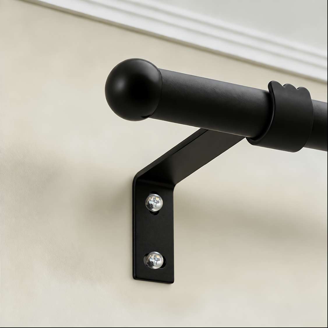 TEMU Tringle à rideaux noire minimaliste, tringle de traitement de fenêtre moderne avec matériel de montage, tringle de rideau robuste et réglable