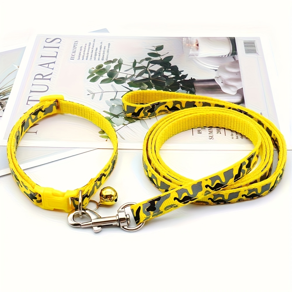 8pcs Geometric Pattern Dog Collar and Leash Set with Bell, Adjustable