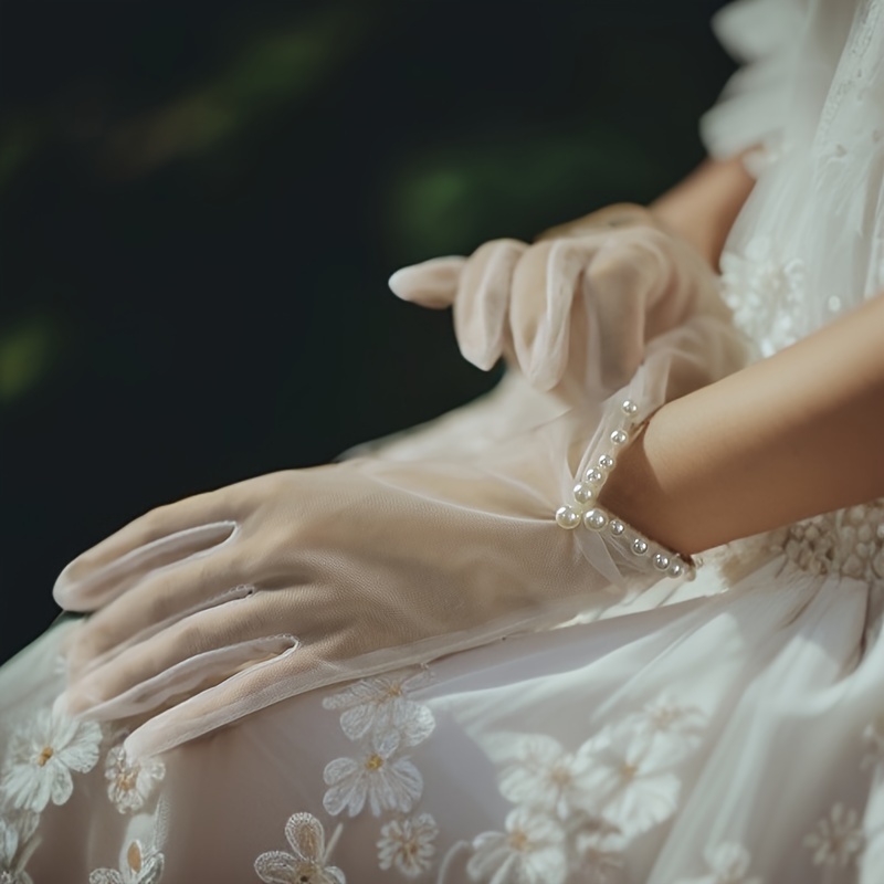 Chendvol Guantes De Seda Negra Y Blanca Perla Para Mujer, Para Vestido De Novia, Fiesta De Lujo, Guantes De ópera, Negro Y Blanco