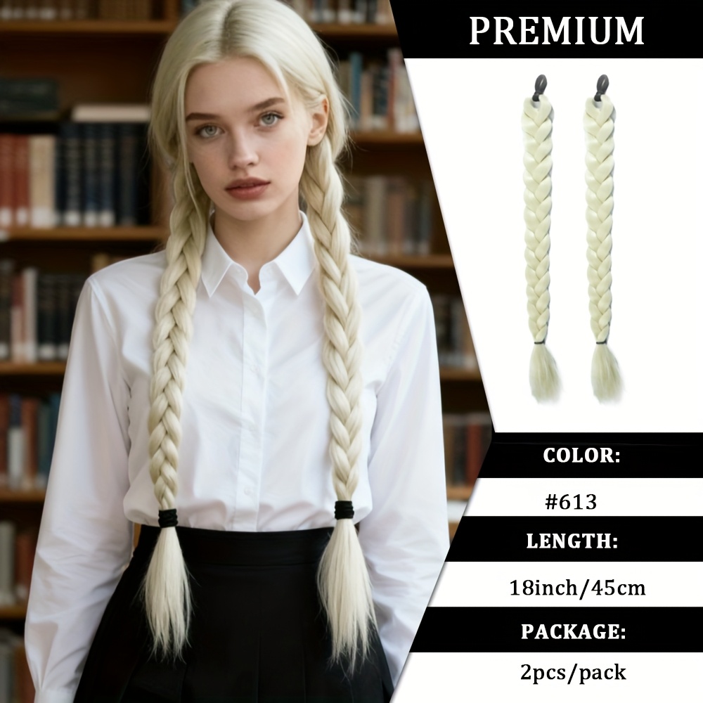TEMU 2pcs Set/ponytail Extension Braids- High-elasticity Hair Tie Design For Braids, Easier To Wear. In Multiple Colors.suitable For Daily Wear And