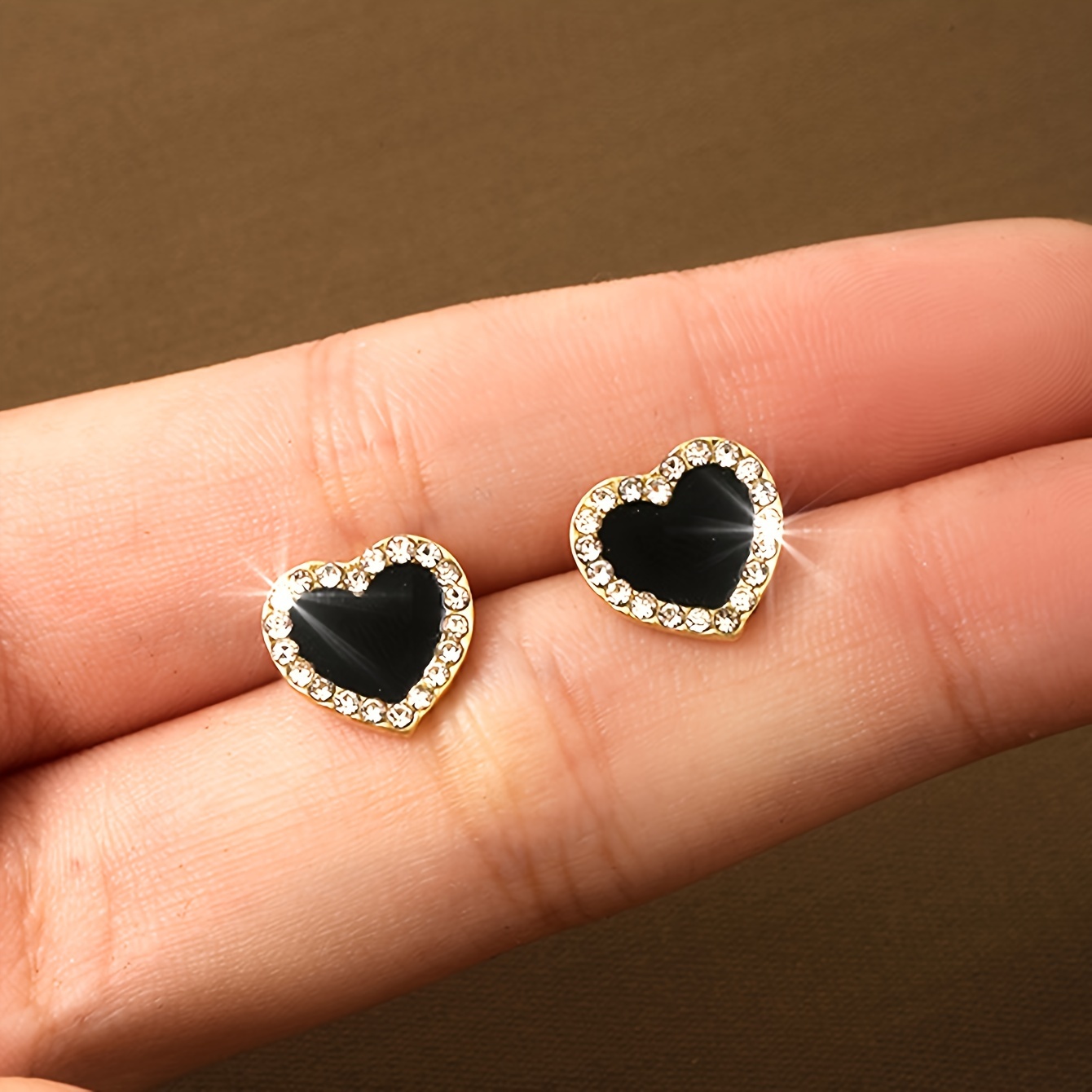 

Elegant Stud Earrings With Sparkling Rhinestones - Zinc Alloy, Stainless Steel Posts For Casual Attire & Valentine's Gift