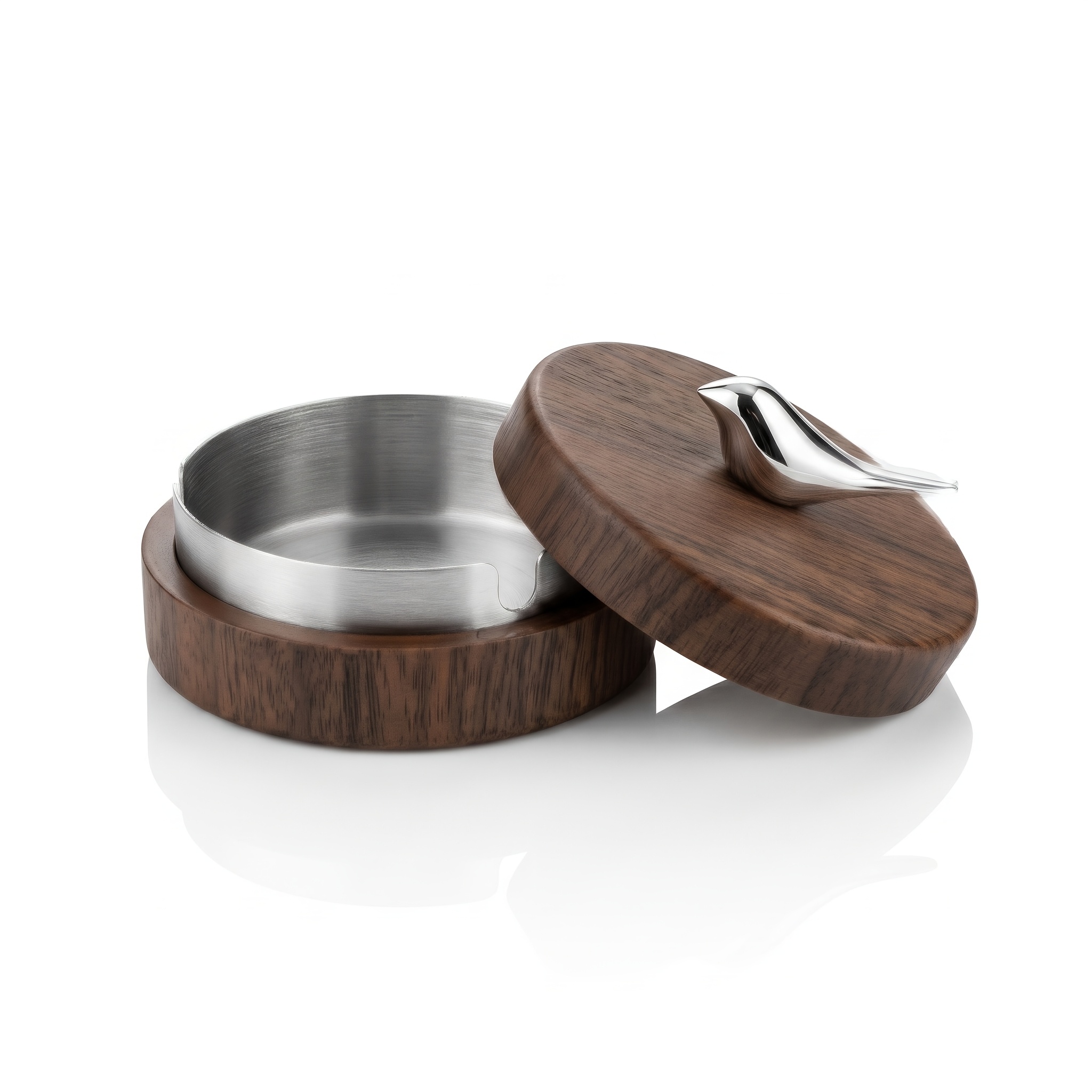 Bird-Shaped Ashtray with Lid, Windproof Ash Holder with Stainless Steel Liner, Easy-To-Clean Wood-Grain Ash Tray for Home Office