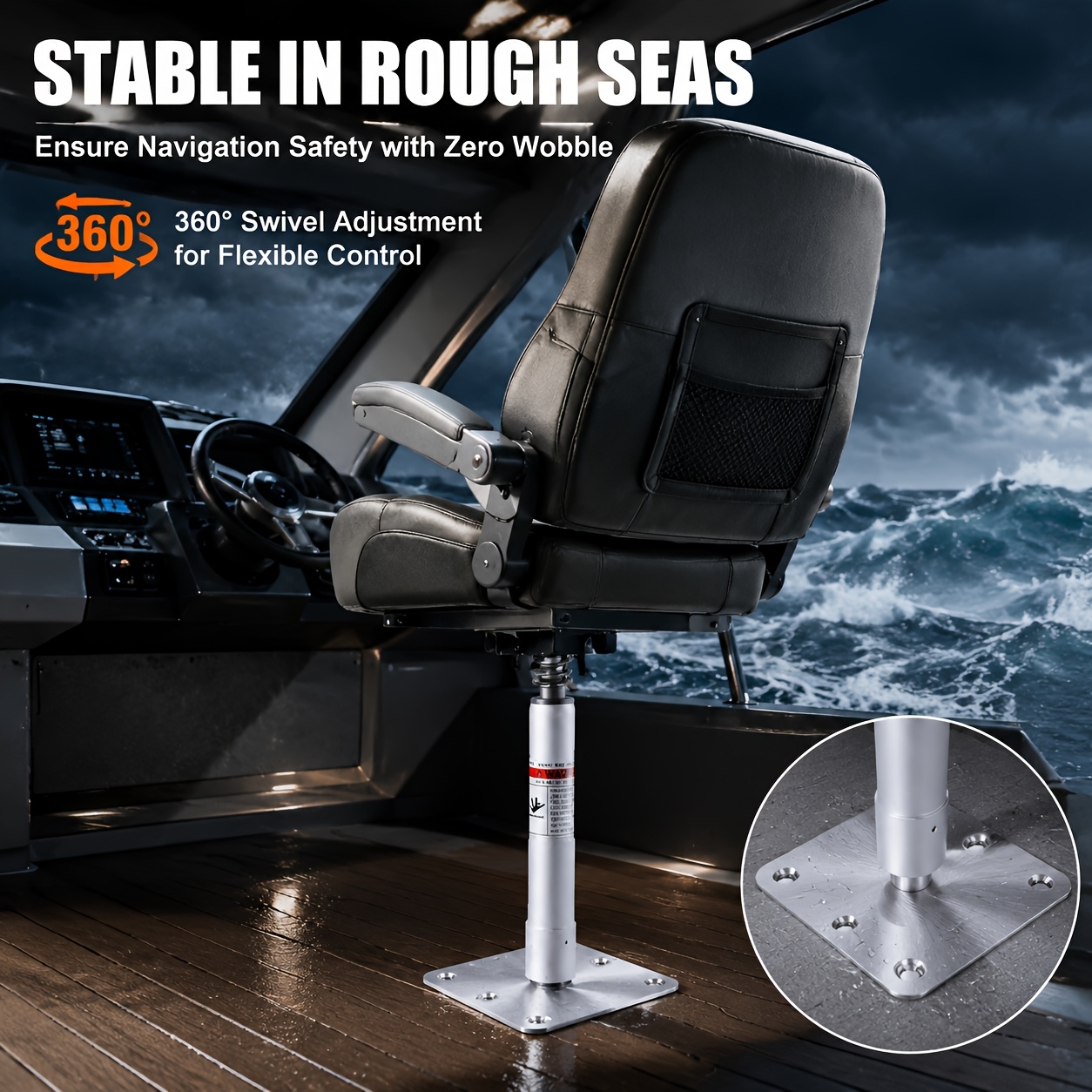 Marine Seat Base Kit with 360° Rotating Mount