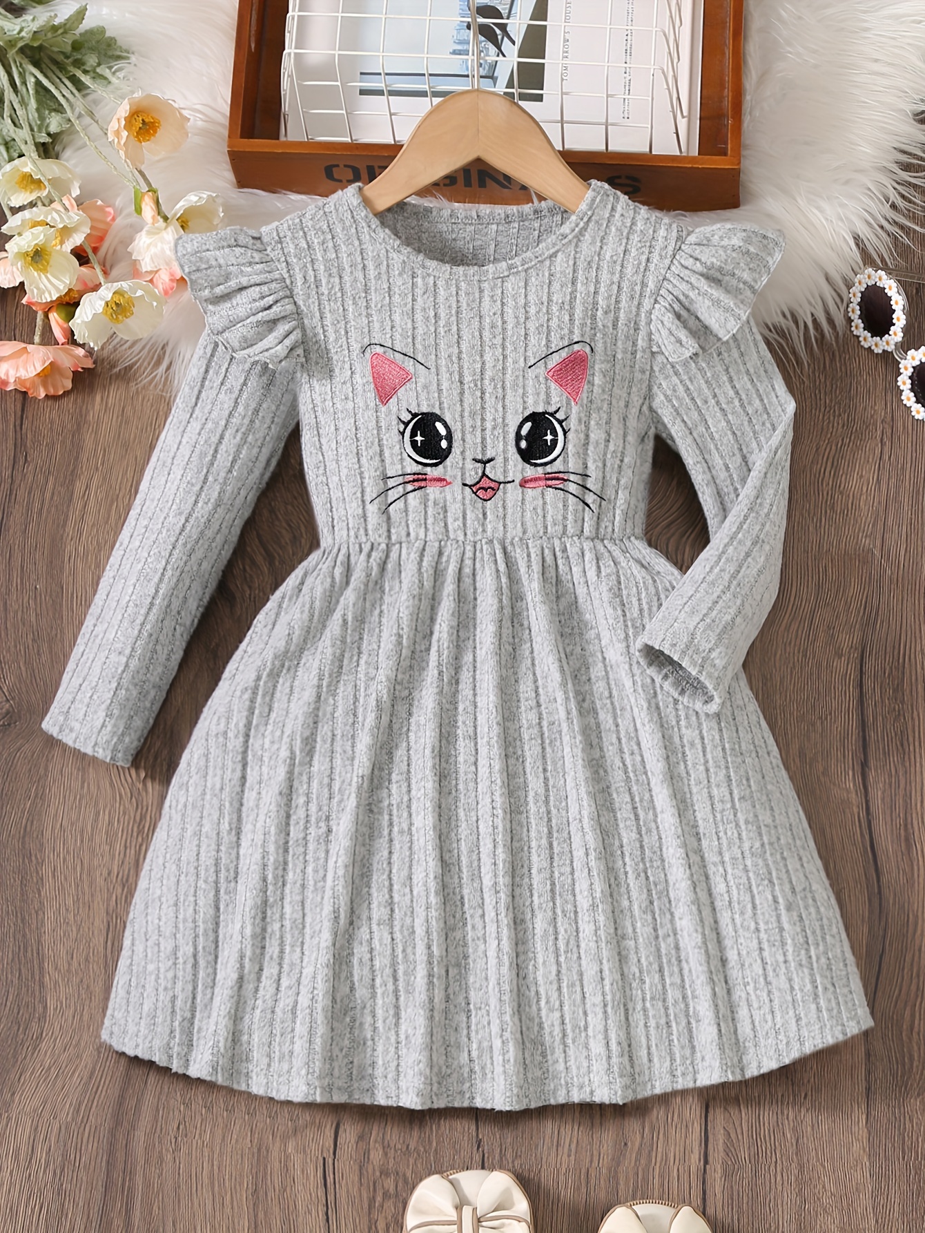 cute rainbow cat pattern girls neck long sleeve Temu