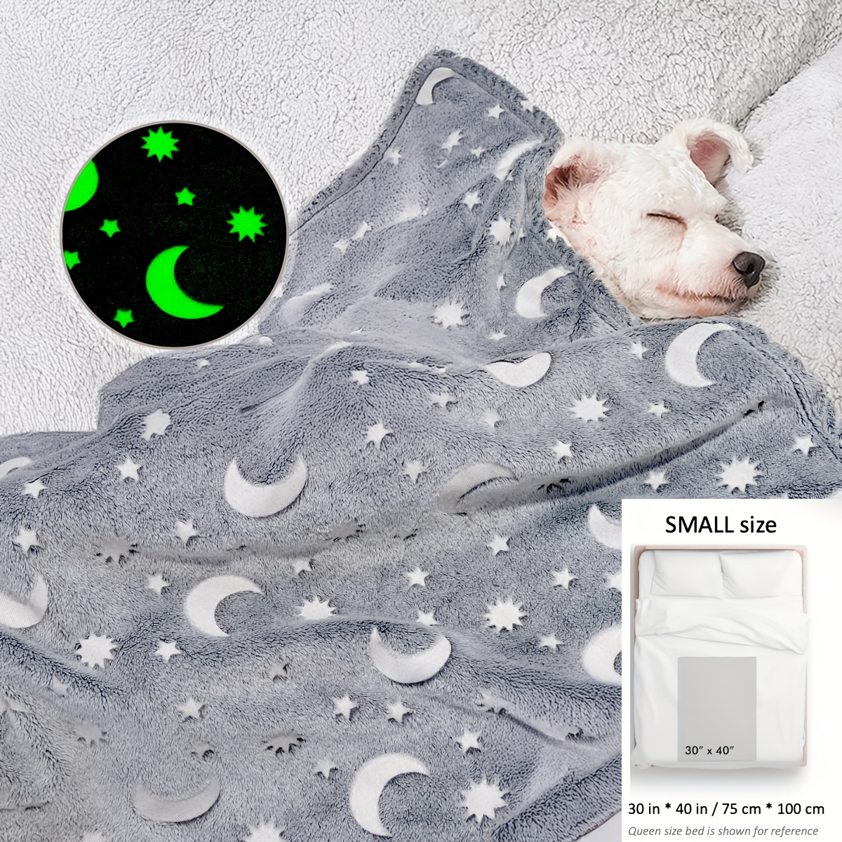 TEMU 1pc, Pet Blanket, Polyester Fiber, Machine Washable, Cartoon Pattern, For Small, Medium, Large Dogs, Dog Bed & Furniture Accessory