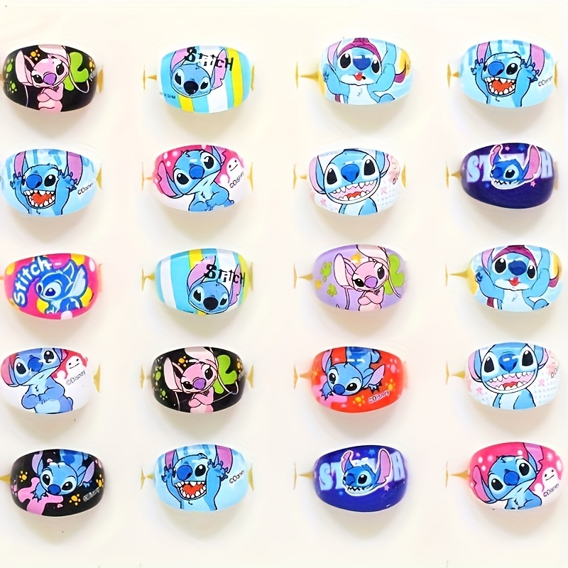 

Set Of Stitch Acrylic Resin Rings From Disney, Featuring A Stylish Mix Of Designs, Christmas Party Presents.