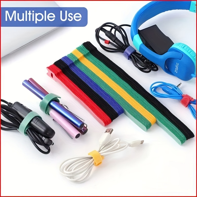 60pcs Reusable Quick- Cable Ties With Hook And Loop, Cable Ties For Wire Management, Adjustable Wire Organizer Ties, Suitable For Computers/tvs/electronics, 3 Sizes And 5 Colors