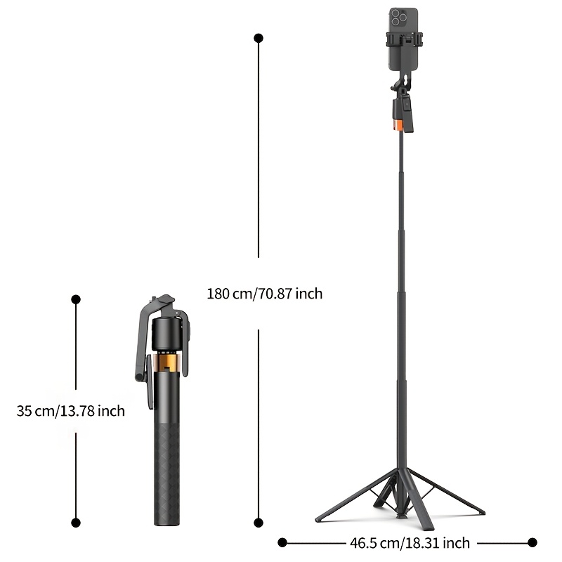 Image of Qaml Q13 Aluminum Alloy Selfie Stick Tripod Ai Powered Face Recognition, 360° Auto Mode, Phone Holder With Remote Control, Extendable Travel Tripod, Universal 1/4 Inch Screws, Compatible With Iphone &