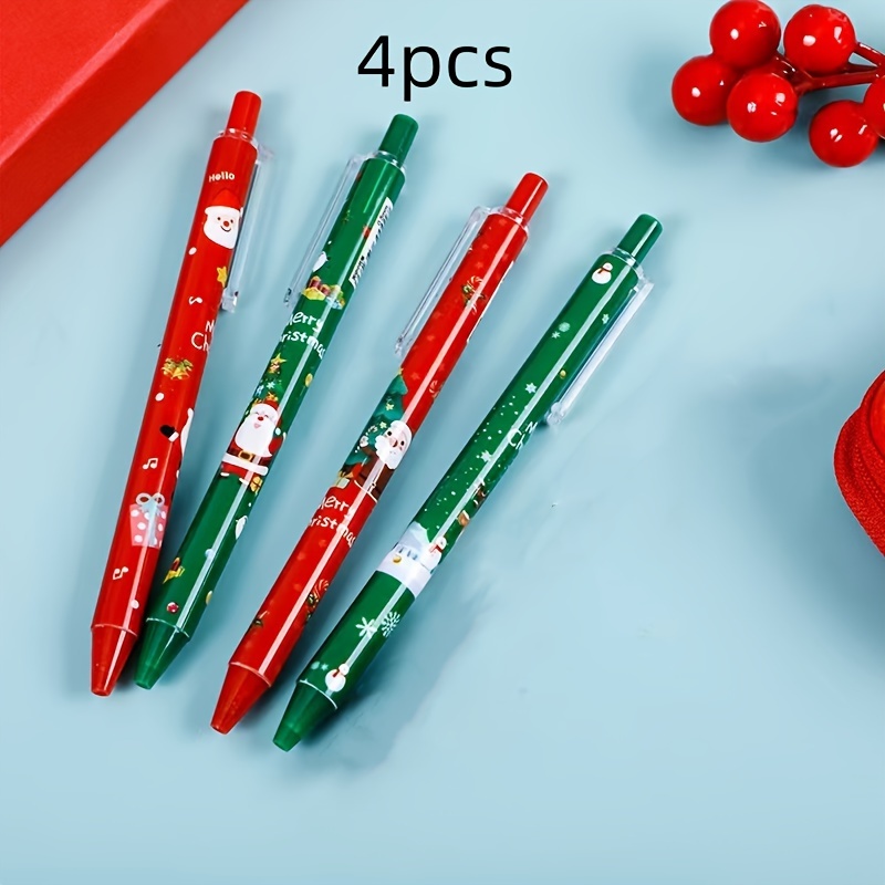 TEMU 4-pack Christmas Retractable Pens, Writing, Patterns, And Office Supplies, Writing , Plastic, , No