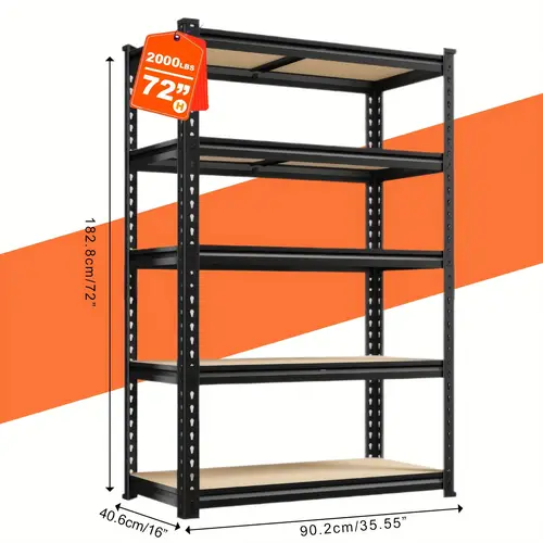 heavy duty garage shelving 5 tier adjustable storage rack for office basement x 35 55 w x 16 d utility shelves unit black anti rust organization tool