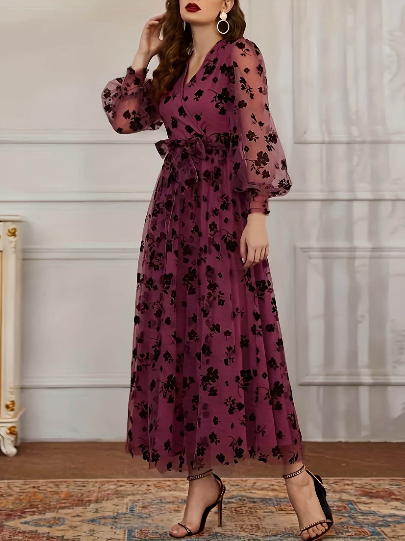 green emerald velvet dress Tea-Length Wedding-Guest Dress: Mac Duggal 68462 Black Multi / 2