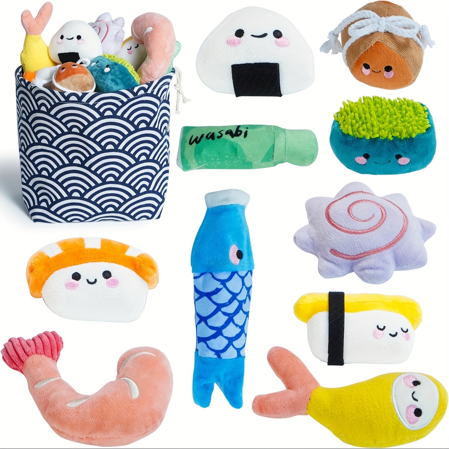 TEMU Nocciola 10 Pcs Sushi Small Dog Toys To Keep Them Busy, Cute Stuffed Puppy Toys With Bag, Plush Dog Squeaky Toy For Small To Medium Dog, Doggie