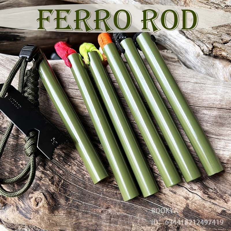 

1pc Army Green Metal Magnesium Fire - Outdoor Survival Rod, Camping Ignition Tool, Fire Stick, No Lighter Device, Sizes (3.15-5in)