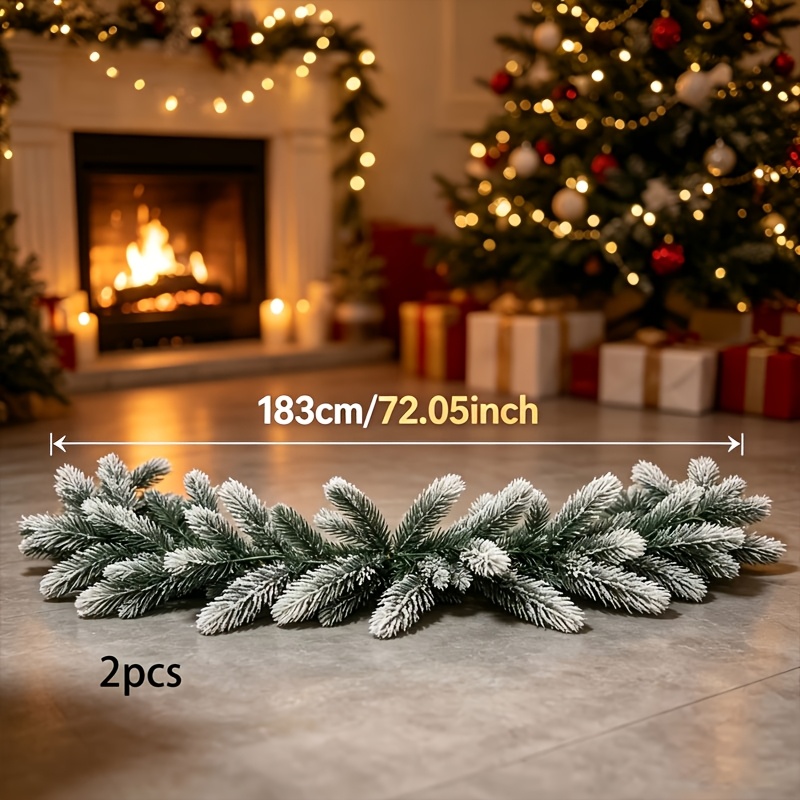 TEMU Total Length Of 2pcs Approximately 144 Inches Christmas Branches, Realistic Pine Needles, And , Multi-functional For Holiday Tabletop, Fireplace