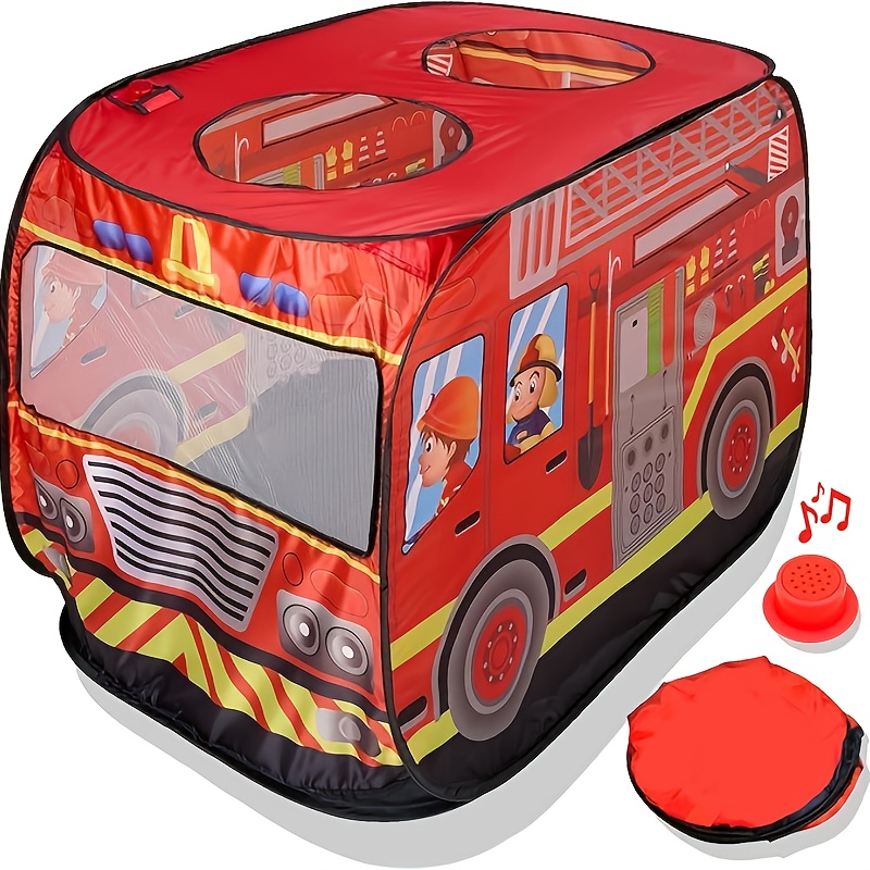 TEMU 1pc Childrens Pop-up Game Tent - Foldable Indoor And Outdoor Vehicle Toys Suitable For Toddlers, Boys, And Girls (fire Truck)