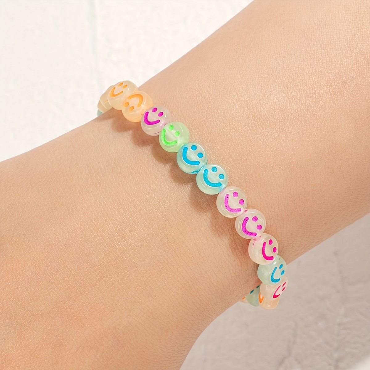 Bohemian Style Colorful Resin -the-dark Beaded Beach Bracelet For Women