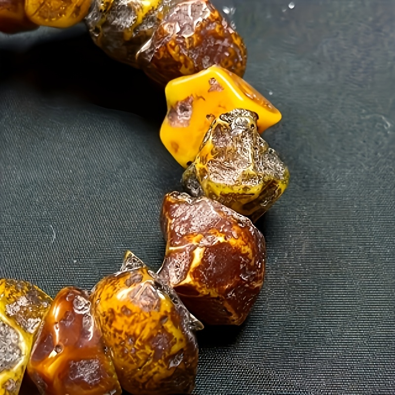 Yellow Old Beeswax Irregular-Shaped Bracelet, Unisex Gift