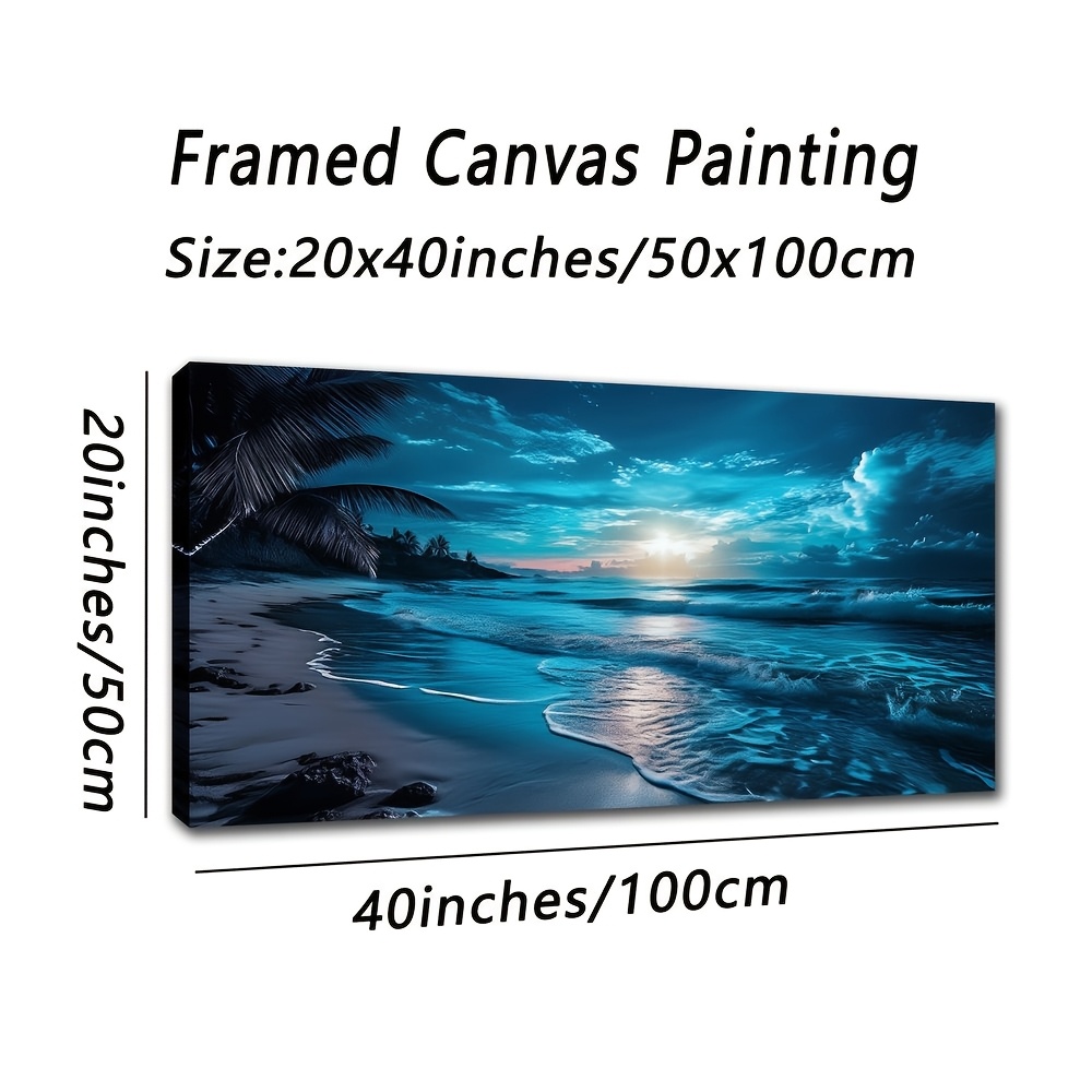 TEMU Affiche 2D Plate, 2D Plate, Grande Taille, Vue de Ciel et de Mer Enchantée Mesurant 20X40 Pouces ou 50X100 Cm, Encadrée pour la Décoration dans