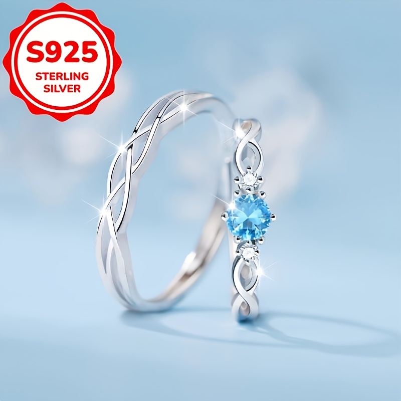 Women's Exquisite Micro-Pave Blue Synthetic Zirconite Adjustable Ring