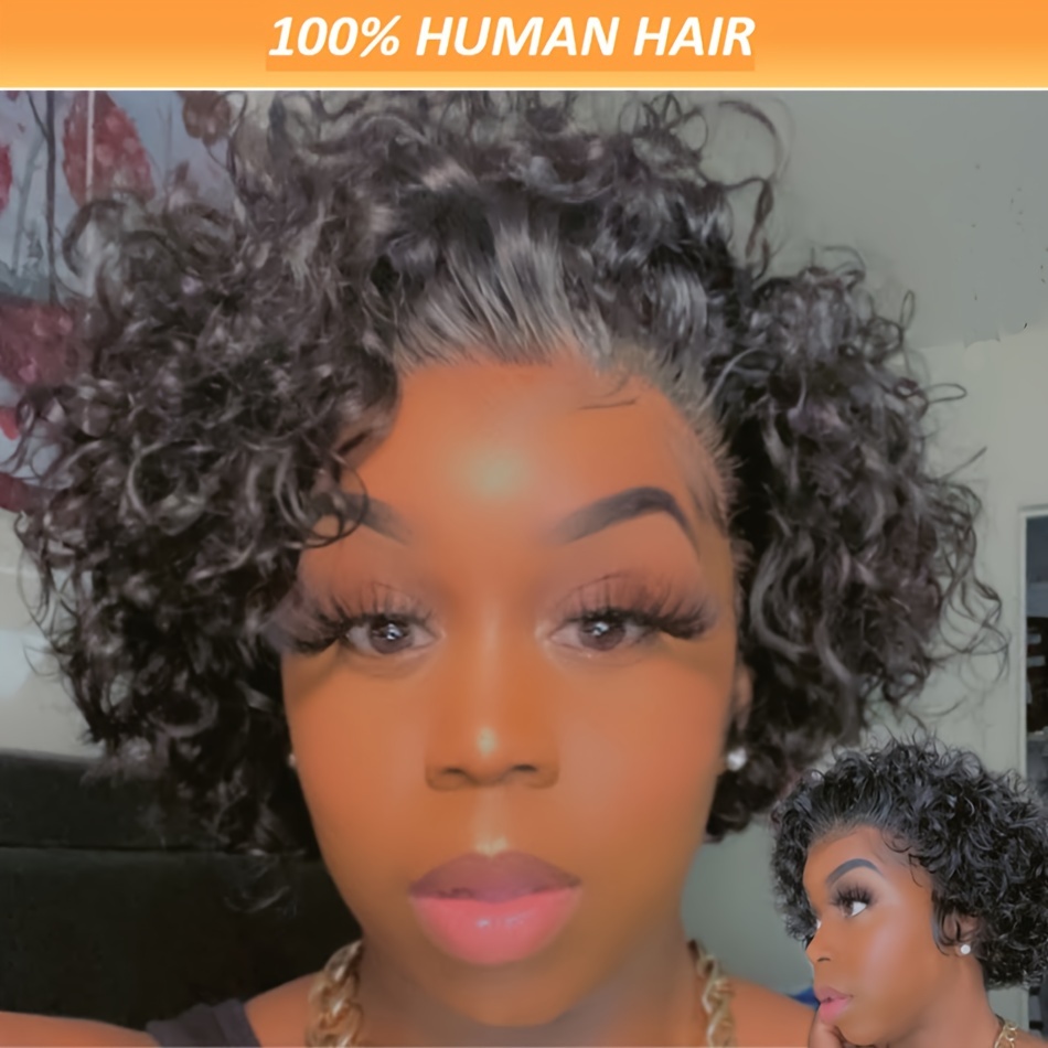 

Chic Cut Wig For Women - 13x1 Lace Front, Curly Brazilian Remy Human Hair, Pre- With 180% Density, Short & Stylish For Or Parties