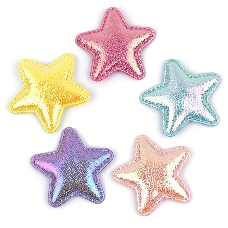 30 Pcs Shiny PU Star Patches - Mix Colors - Perfect for DIY Headbands, Clothing, and Crafts