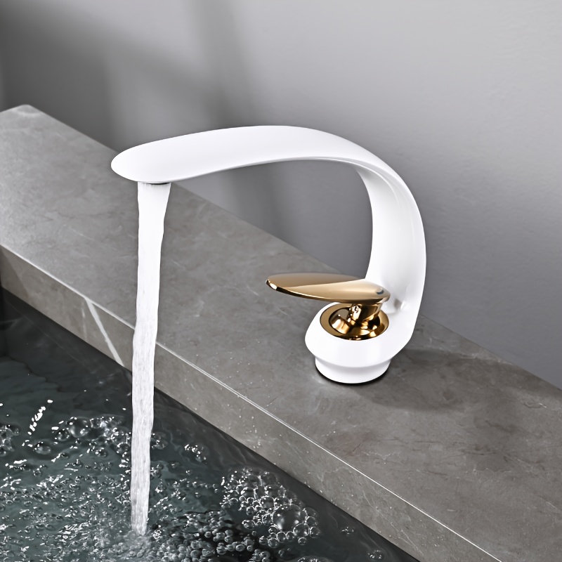 1 szt. Biały kran Kreatywny uchwyt galwaniczny Kuchnia Umywalka do łazienki Kran ciepłej i zimnej wody do basenu i do użytku zawodowego Instrukcja pływania i korzystanie z hotelu