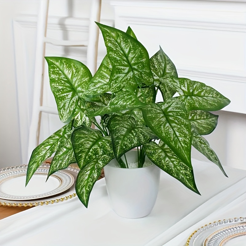 

1pc Lifelike Artificial Potted Plant - White Leaf, Decor, Ideal For Christmas, Halloween, Easter, Thanksgiving