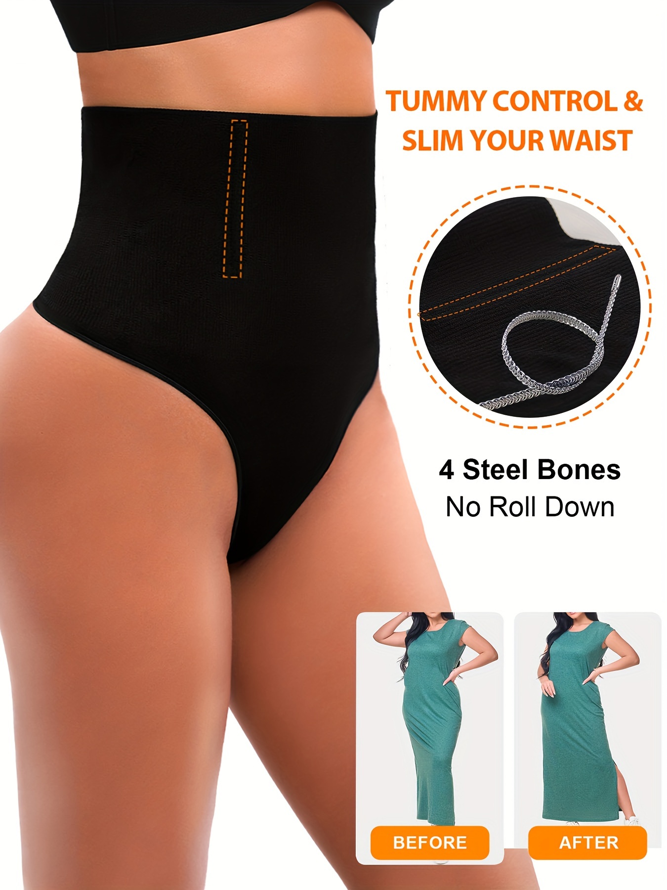 High Waist Shaping Thong Tummy Control Compression Panties - Temu