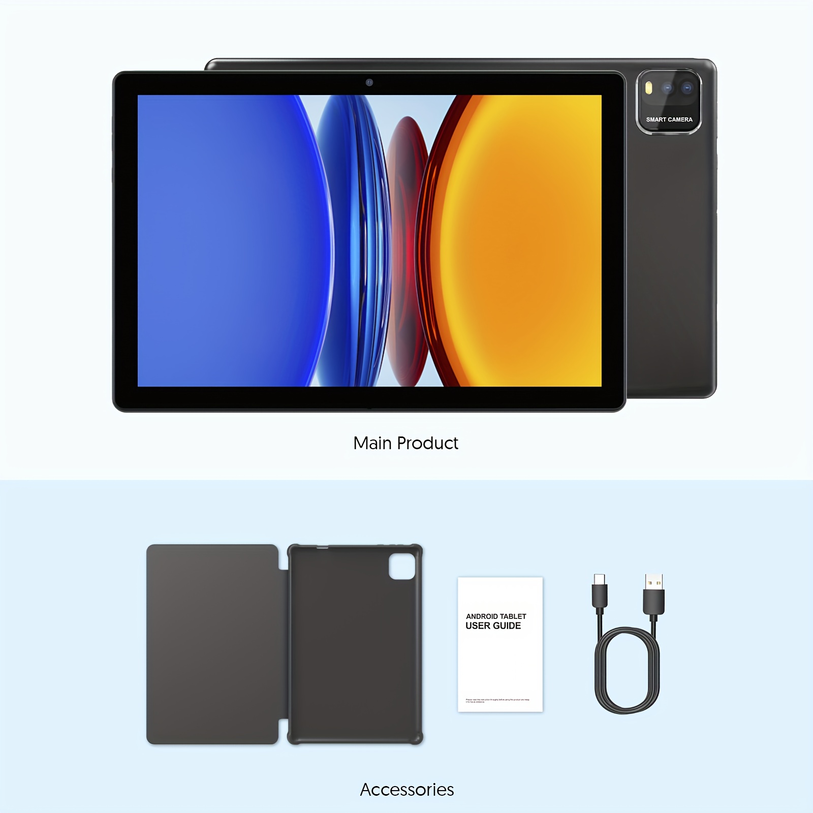 10-inch Android 15 Tablet, Tablet with (Keyboard, Mouse, Stylus, Protective Case) Optional, 12GB (3G+9G Virtual) RAM, 64GB ROM, Supports 1TB Memory Expansion, 6000mAh Battery, 1280*800 IPS High-definition Touch Screen, 2MP+8MP Dual Cameras, 5Gwifi
