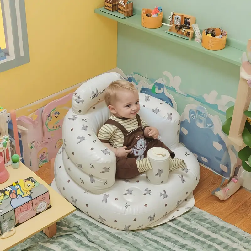 infant portable folding inflatable sofa chair with cushion multi functional baby support seat for home nursery mixed colors pvc material seating decorative baby chair durable pvc material baby chair sof details 1