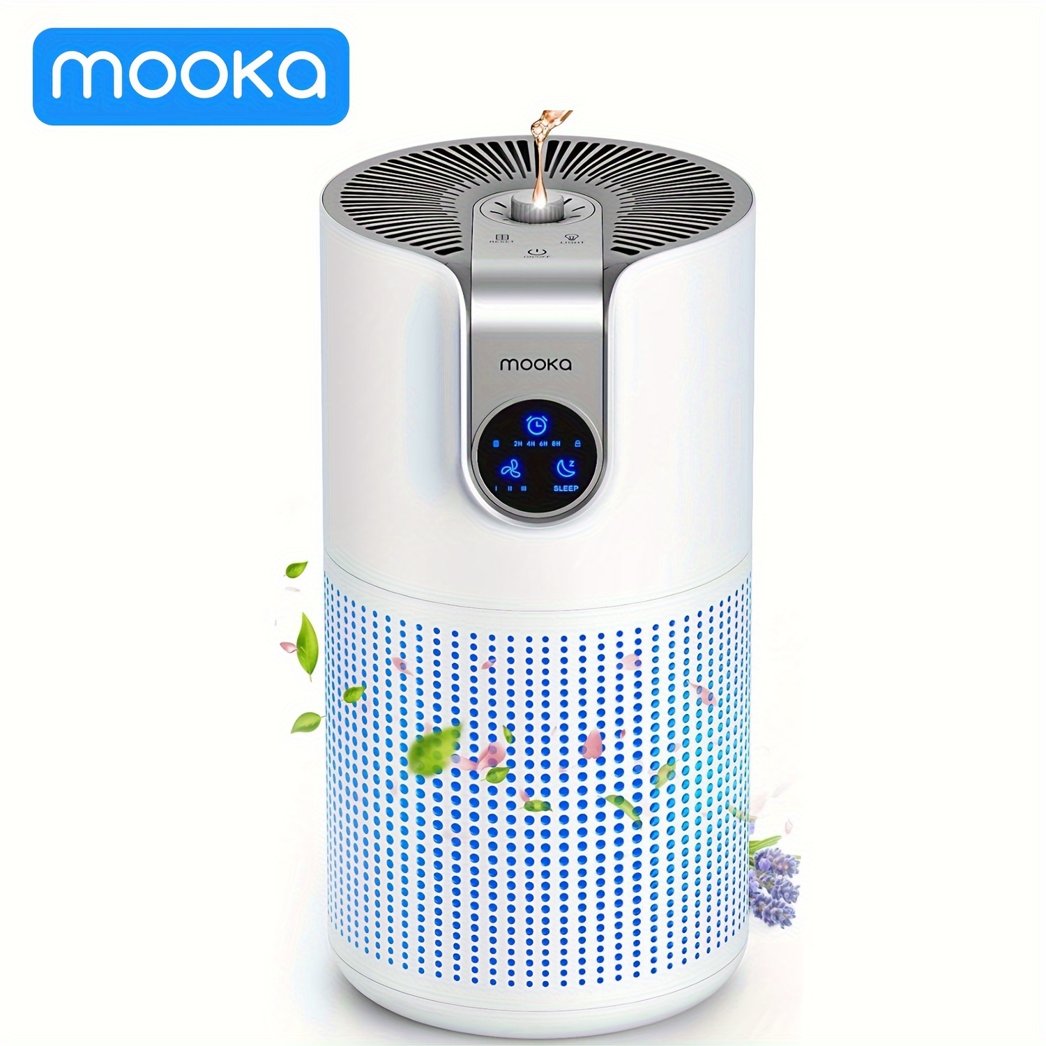 

Air Purifiers For Home Large Room Up To 1500ft², Mooka Hepa For Bedroom Pets Kitchen, Air Filter Cleaner For Smell Pollen Dust Dander Odor, 15db, M03, White