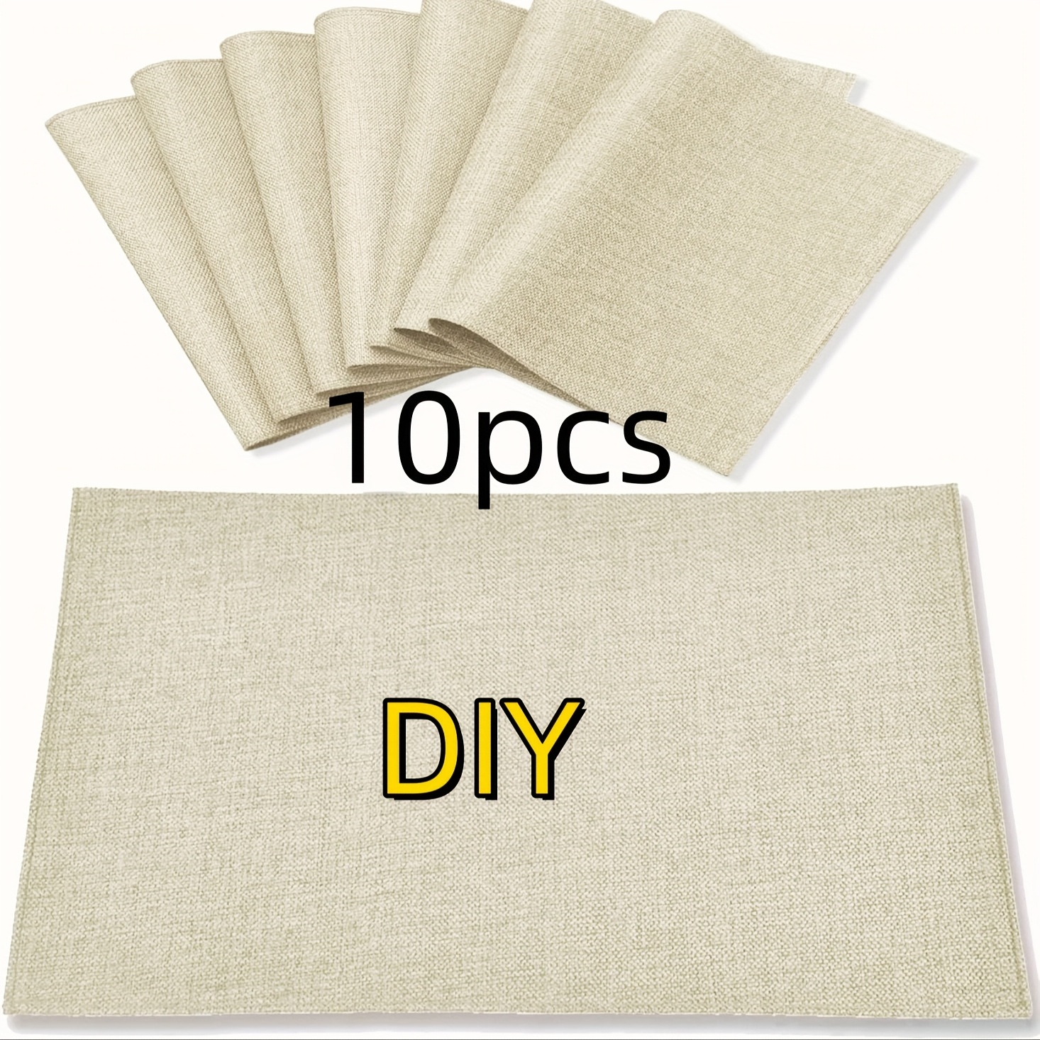 TEMU 6/10pièces Sublimation Blank Linen Placemats, Beige Linen Placemats, Lavables Placemats, DIY Crafts, Fêtes d'anniversaire, Mariages, Placemats