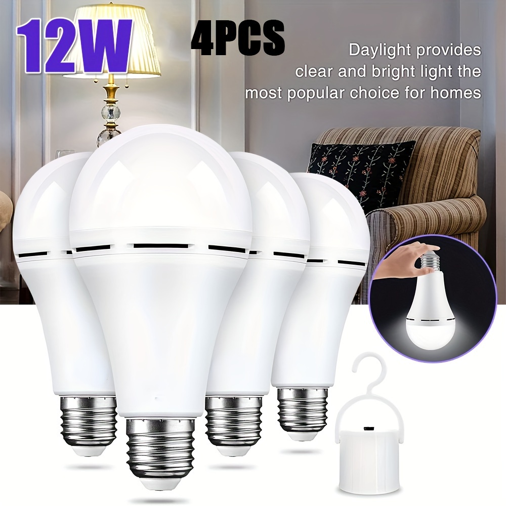 

4pcs Rechargeable Emergency Led Lighting Bulbs Battery Operated 12w E27 (daylight)