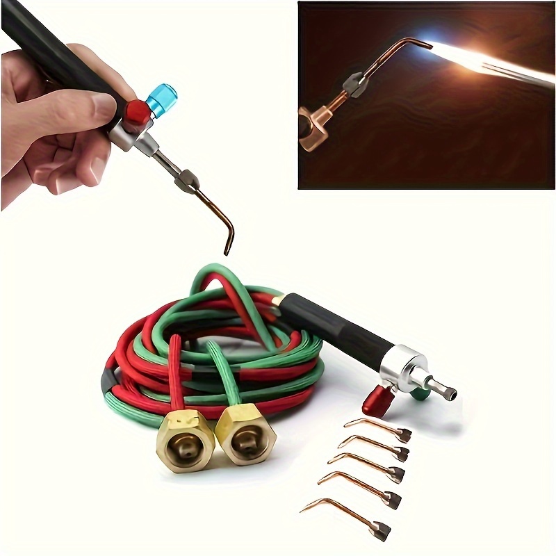 

Multi-purpose Oxygen/acetylene Welding Torch Kit With 5 Nozzle Tips, Jewelry Soldering Tool For Platinum Silver Goldsmithing, Adjustable Flame Handheld Blowpipe