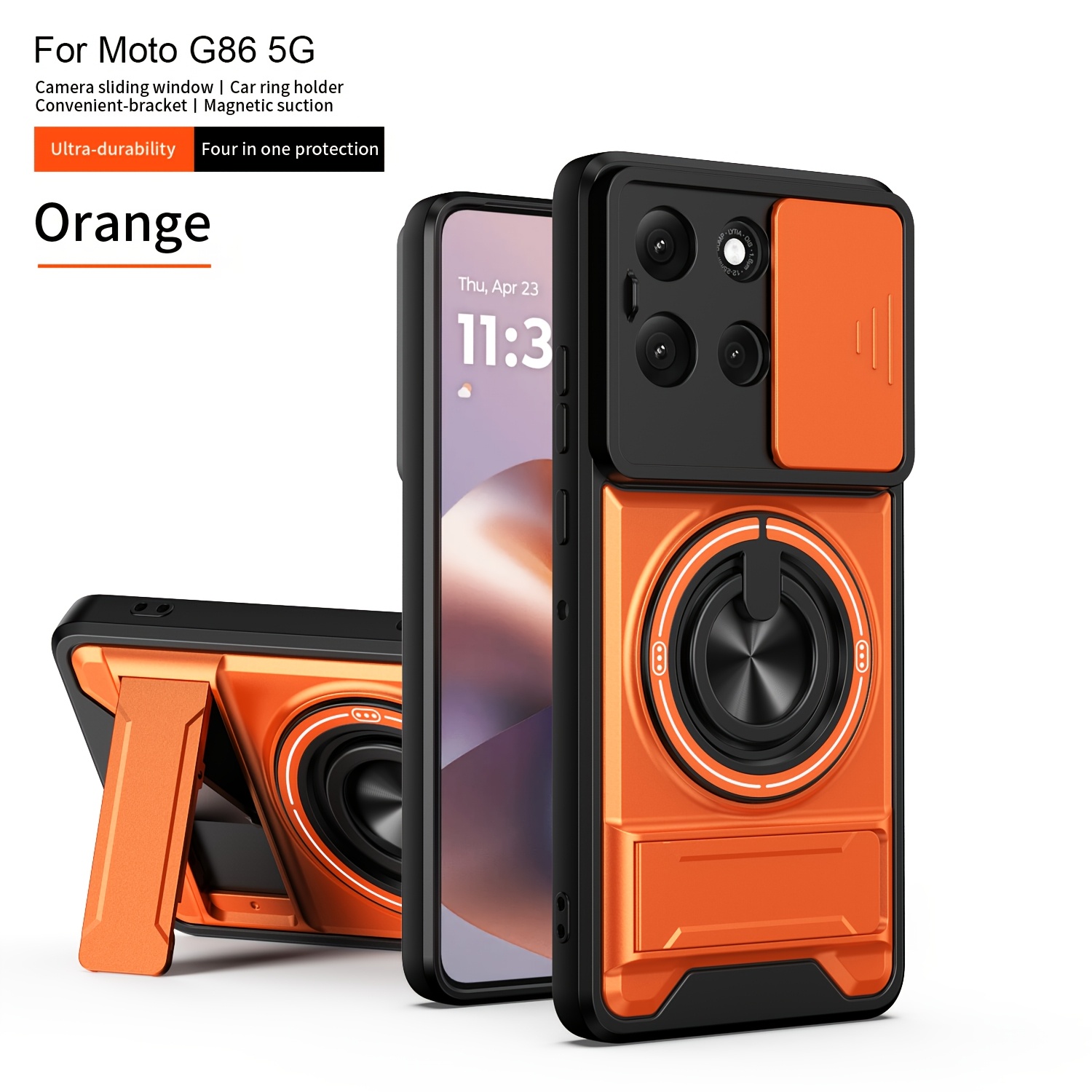 TEMU Phone Case - A Multi-functional Matte Anti-drop Magnetic Phone Case, Suitable For Moto G86/g85/g84 Phone Protection, Dual (360Â° Rotatable Ring