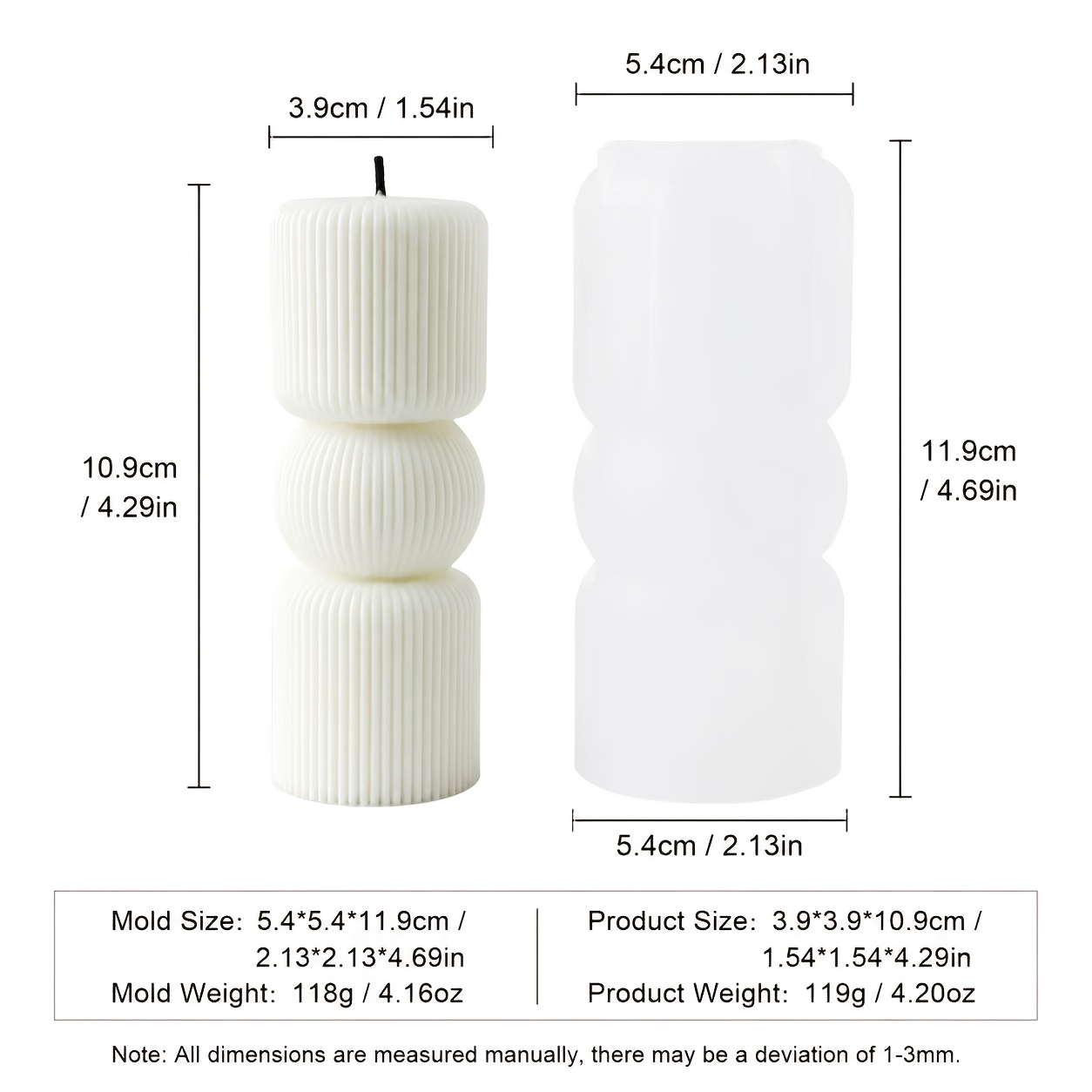TEMU Striped Stacked Geometric Silicone Candle Molds, 3d Vertical Stripe Column Resin Casting Molds, Aromatherapy Candles, Soap, Gypsum Epoxy Molds,