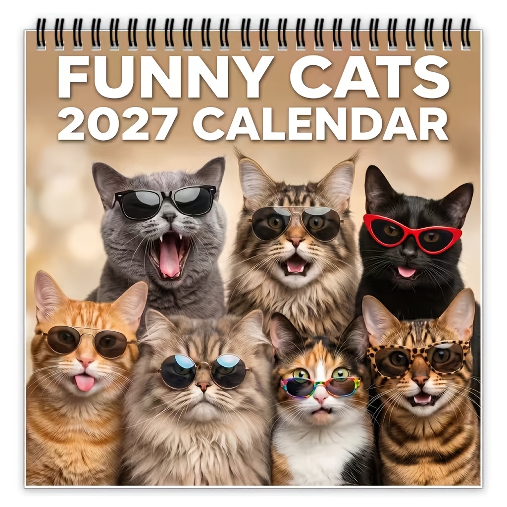 TEMU 1 Copy Of The 2027 Meme Wall Calendar - A Humorous Kitten Planner With Daily Phrases And Monthly Pages, Perfect For Home Or Office Decor, Cat