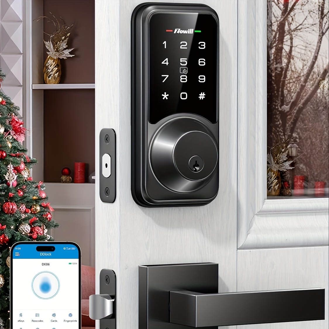 

Front Door Lock Set With App Contorl - Entry Door Lock With Handle Set, Electronic Keypad Deadbolt, ,