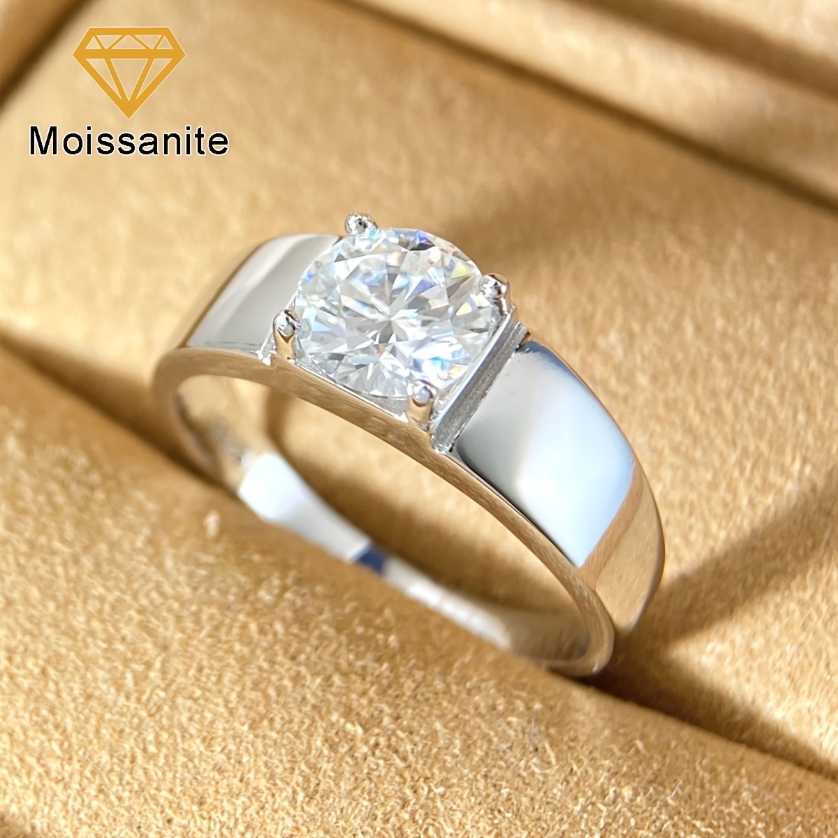 item picture 1 carat moissanite a   1ct moissanite engagement ring for     plated promise ring perfect as a fathers day gift anniversary ring or valentines day present an exquisite and luxurious piece of jewelry for men