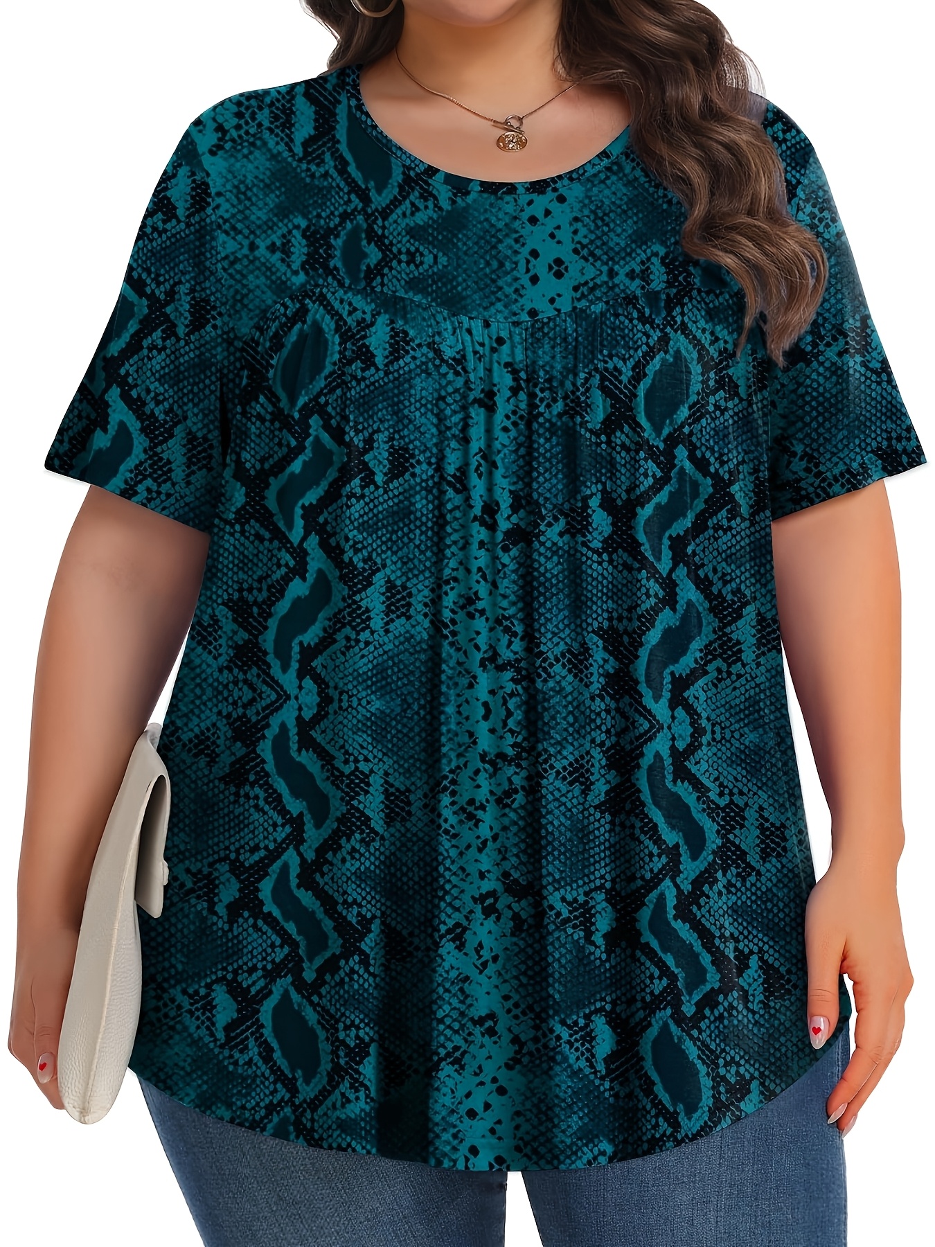 plus size womens plus size short sleeve round neck casual soft shirt