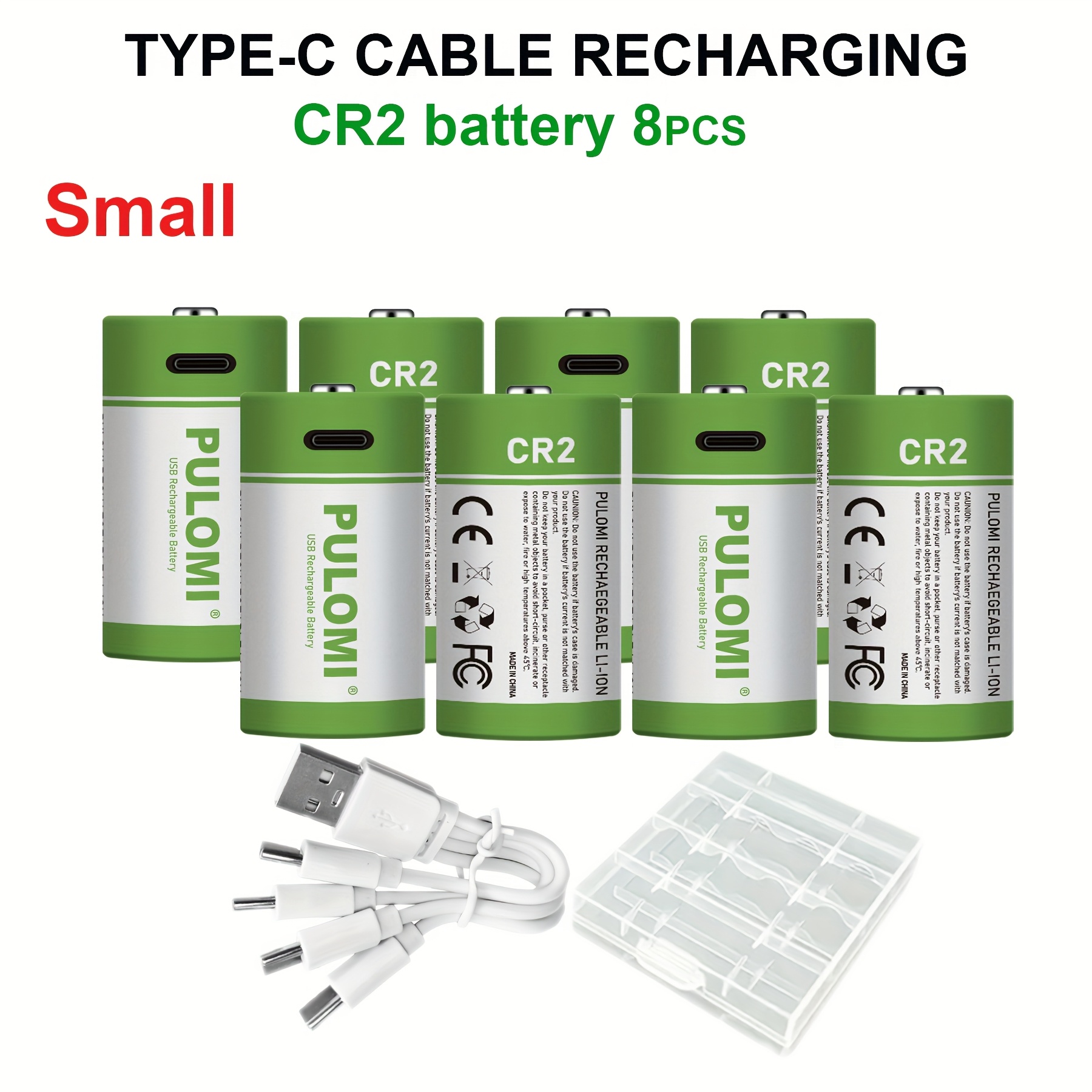TEMU 8pcs Cr2 Battery Cr2 Batteries, Cr15h270 Cr15266 Cr15270 Cr2w Battery, Usb/type-c Cr2 Rechargeable Lithium , High Capacity 3.7v 1100mwh 300mah
