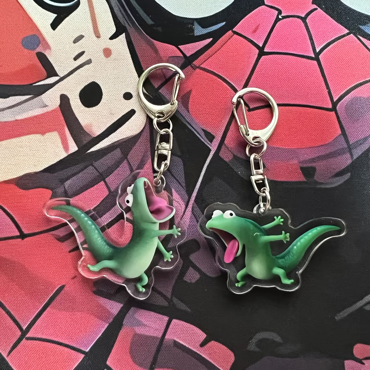TEMU 2d Flat, 2d Flat 2pcs Funny Lizard Acrylic Keychain, 2d Flat