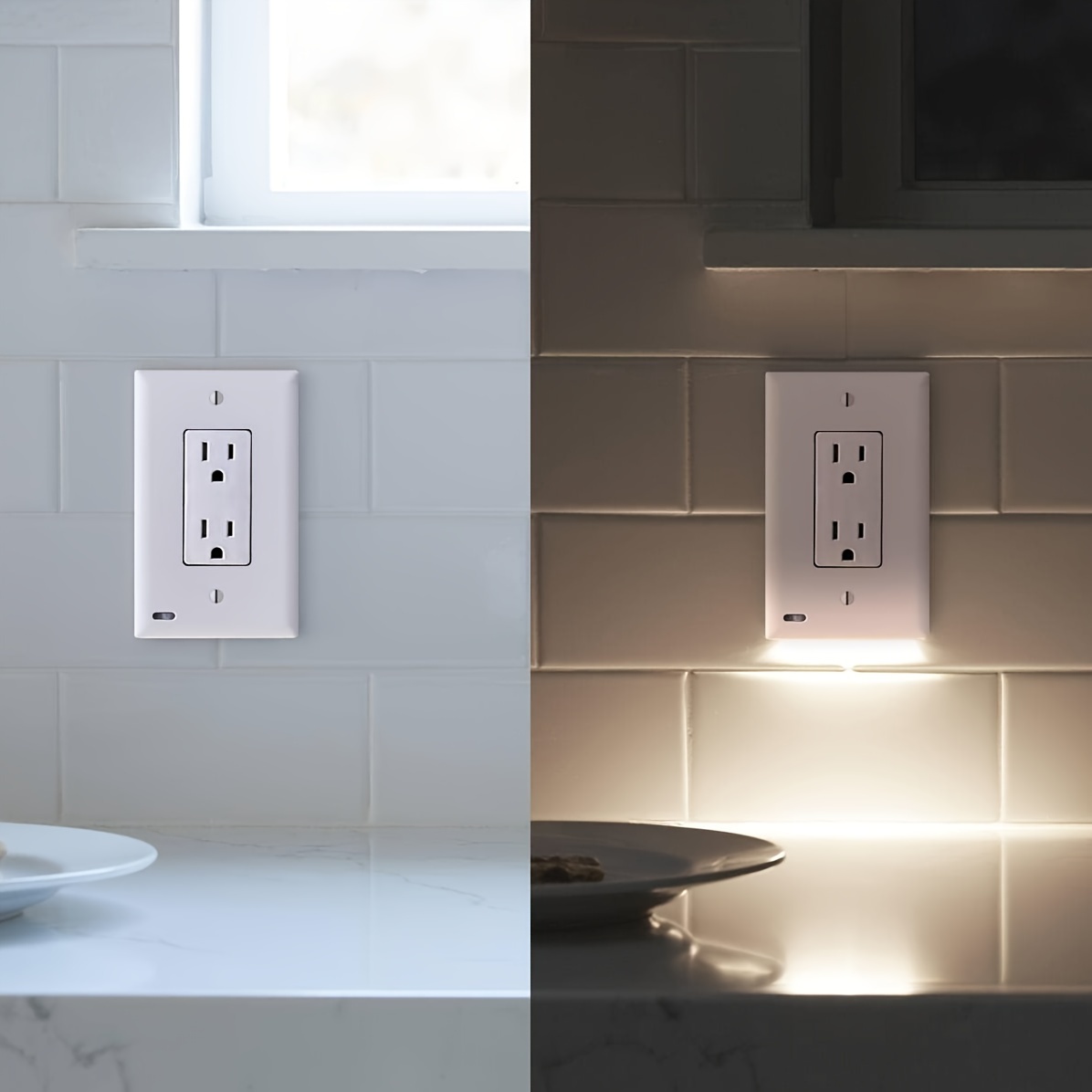

3 Pack - Wall Plate Night Light - - Led Night Lights Built Into Electrical Outlet Wall Plates - Turn Nightlight On/off Automatically (3 Pack) (duplex Outlets, White)
