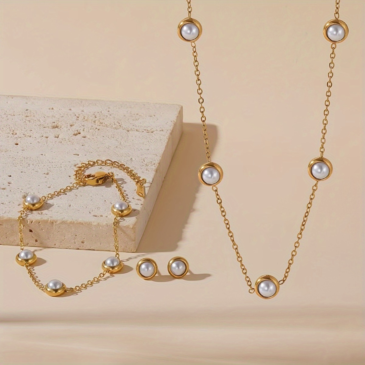 

4pcs Jewelry Set For Women - Steel Necklace, Bracelet, And , For Elevating Or