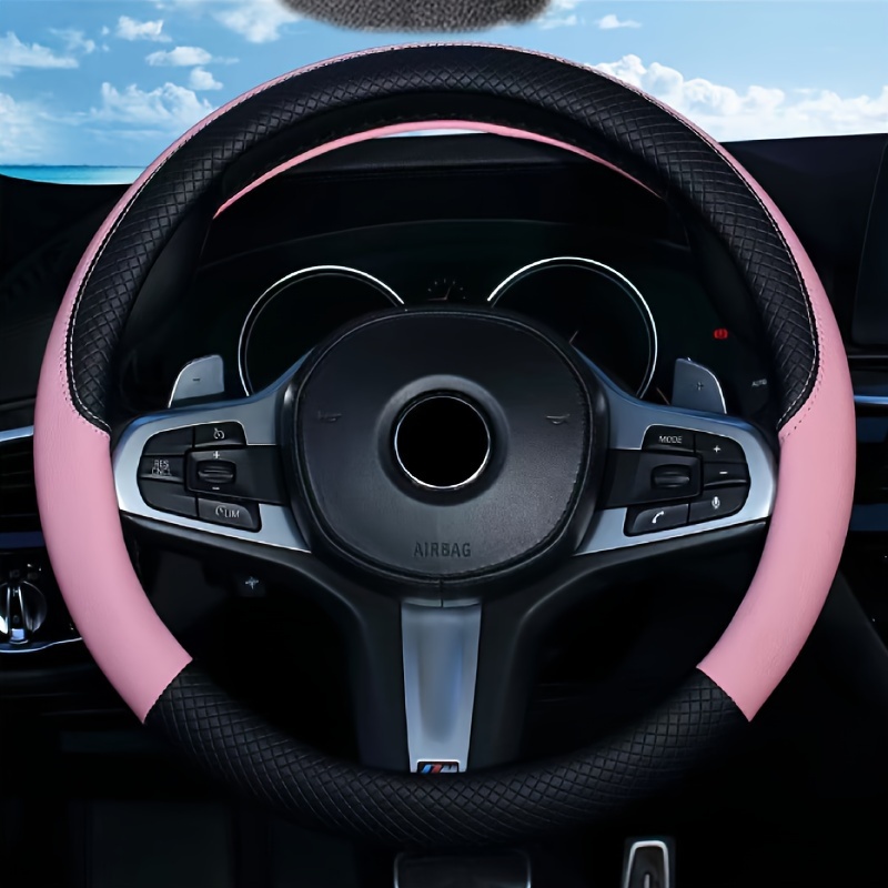 

Car Steering Wheel Cover, Non-slip Car Wheel Cover Protector Breathable Microfiber Pu Leather Universal Fit For Most Cars