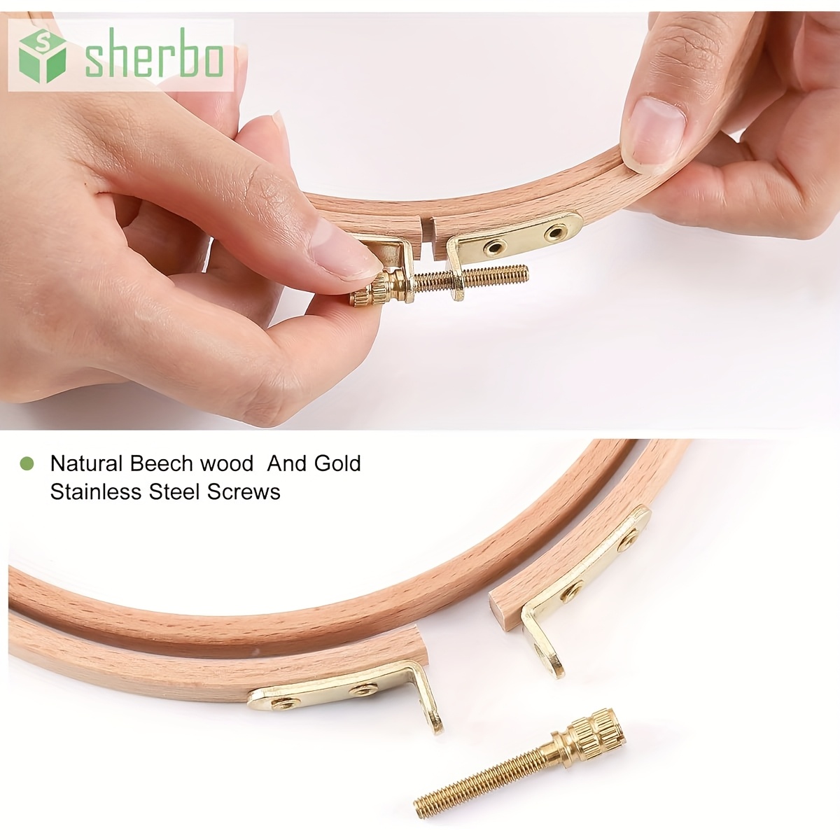 3pcs Beech Wood Embroidery Hoop Set, Round Hoops